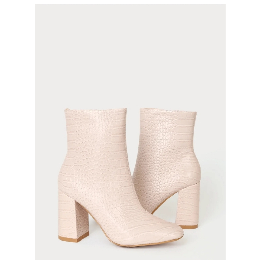 As seen on Lulus pale pink crocodile heels